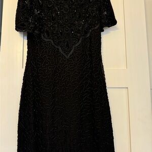 Vintage 100% Black Silk Beaded Dress Night Vogue Size Small